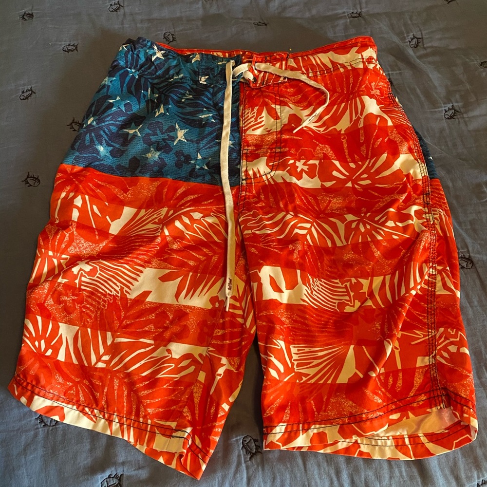 American flag swim trunks